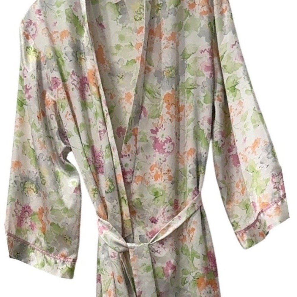 Oscar de la Renta Pink Label Floral Robe Tie Waist Lightweight Womens S